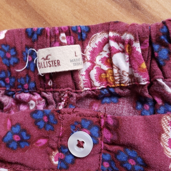 Hollister magenta large floral button mini circle skirt elastic waist Size Large - Picture 4 of 5